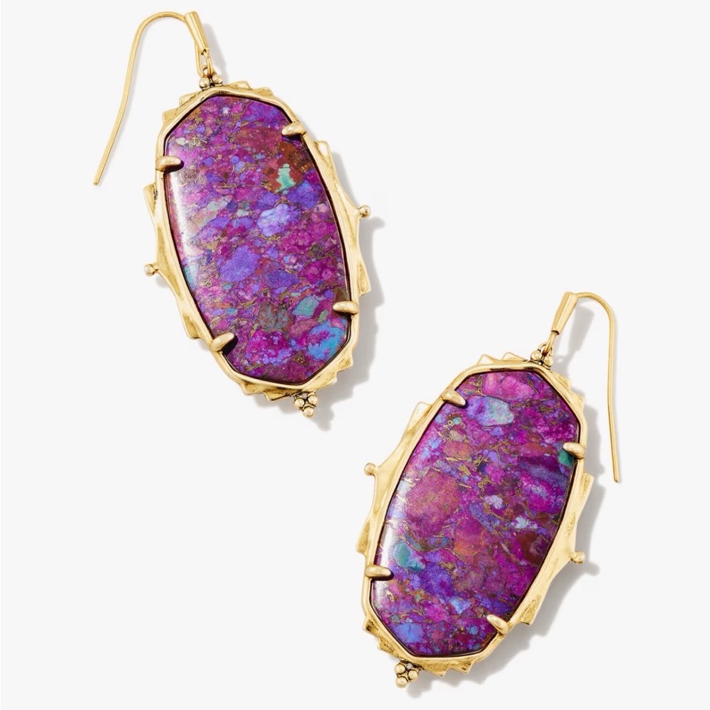 Baroque Vintage Gold Ella Earrings in Bronze Veined Purple Turquoise Magnesite